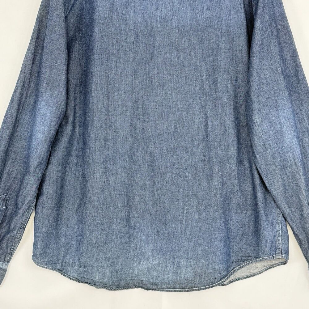 Men's Shirt XL Blue Denim Long Sleeve Button Up Pockets Classic Cotton Cape Juby - Picture 8 of 16